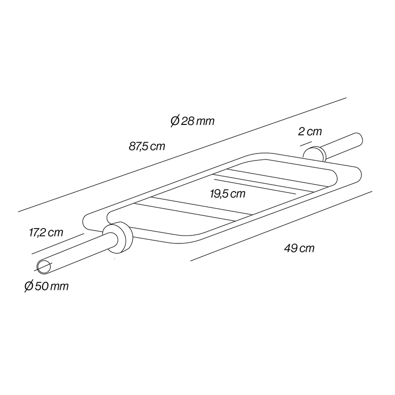 Barre romaine entièrement noire 0.87m x 50mm (230 kg)