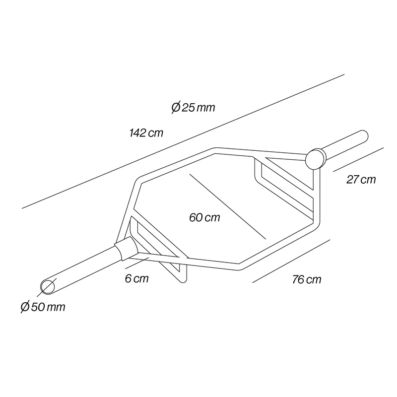 Barre olympique hexagonale | Barre de squat noire 50 mm (320 kg)