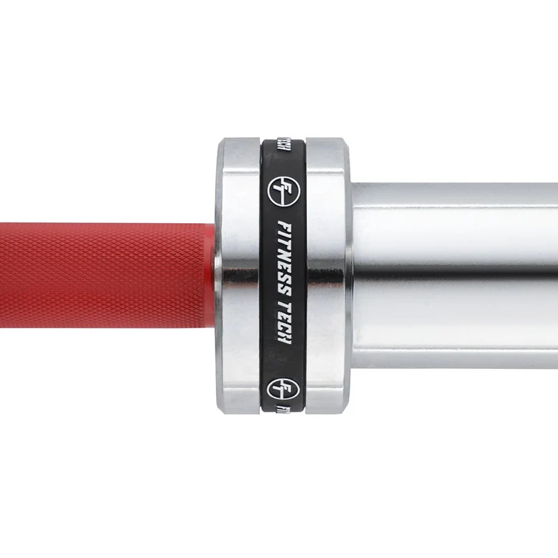 Barre olympique rouge 2,2 m x 50 mm – 4 roulements (365 kg)