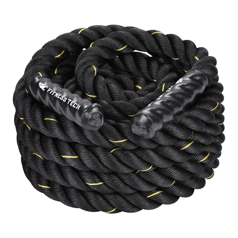 Corde de combat Cross Training 12M x 50MM noire et jaune
