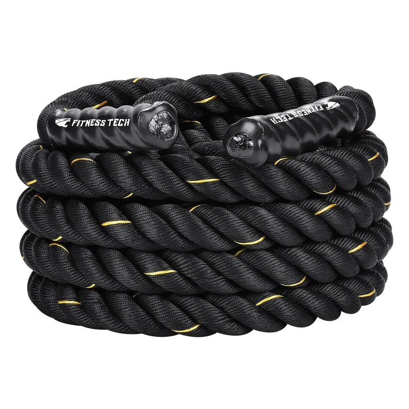 Corde de combat Cross Training 12M x 50MM noire et jaune