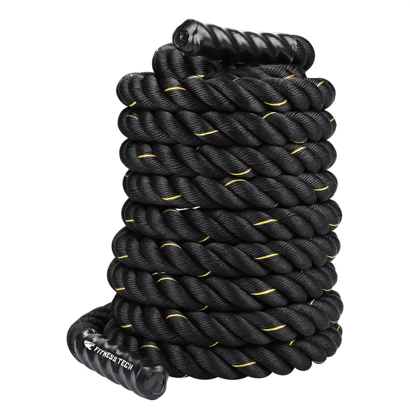 Corde de combat Cross Training 12M x 50MM noire et jaune
