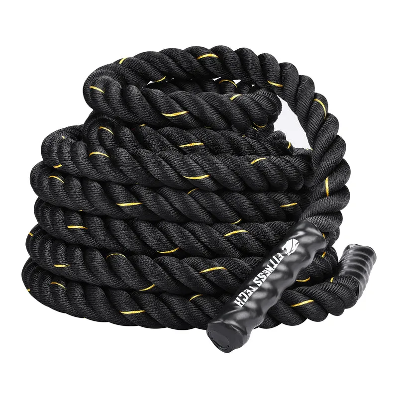 Corde de combat Cross Training 12M x 50MM noire et jaune