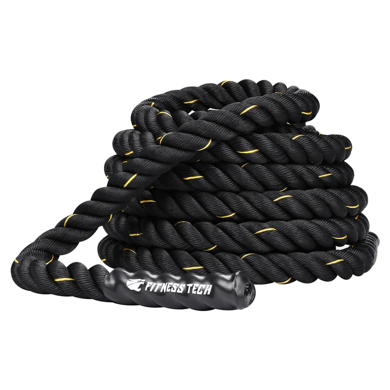 Corde de combat Cross Training 12M x 50MM noire et jaune