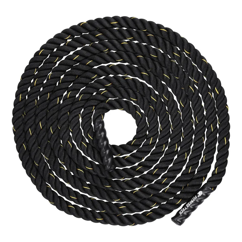 Corde de combat Cross Training 12M x 50MM noire et jaune