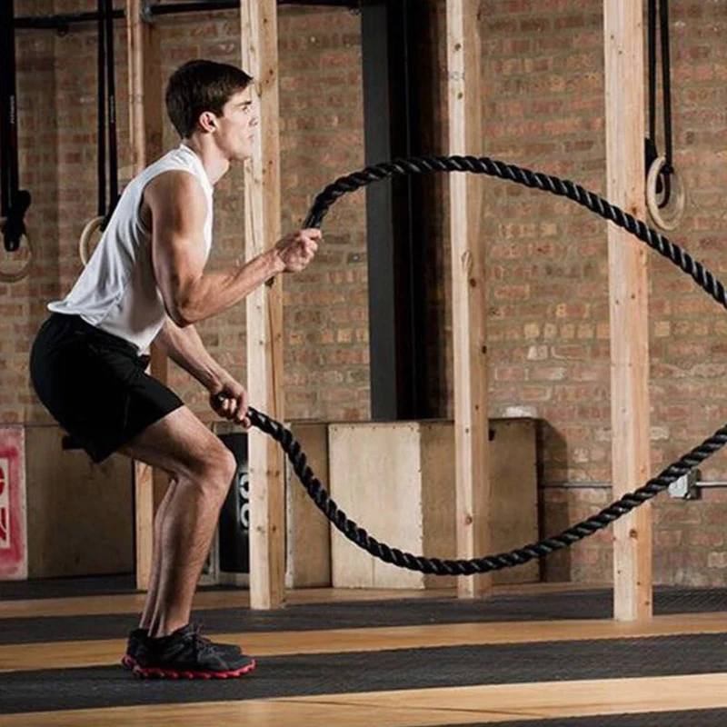 Corde de combat Cross Training 12M x 50MM noire et jaune