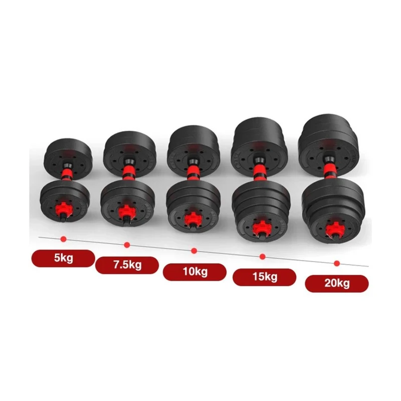 Jeu d'haltères 2 en 1 avec barre extensible ajustable