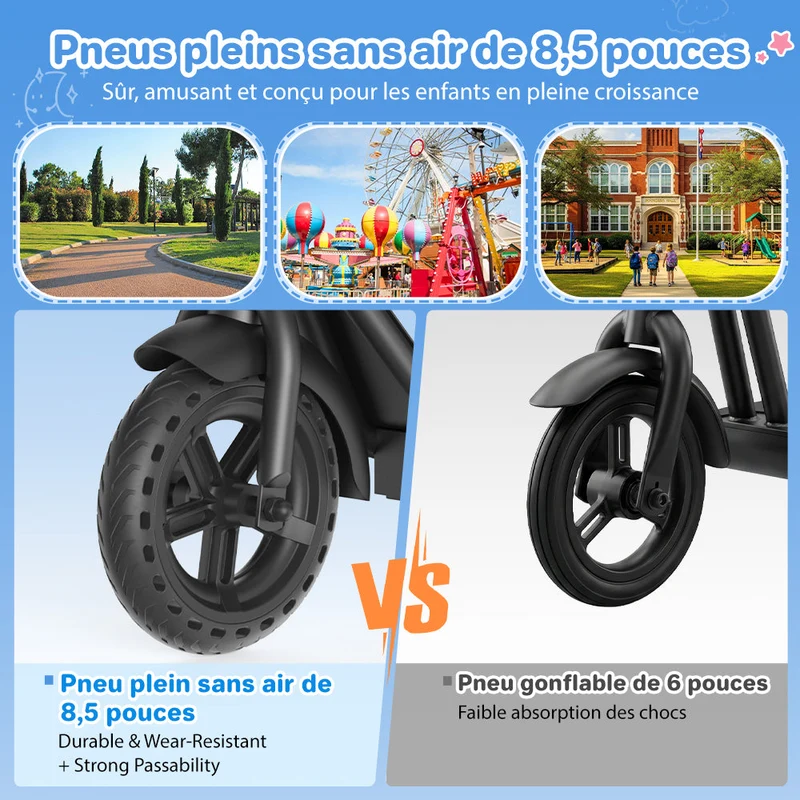 iScooter iK7 – Trottinette électrique enfant 2-en-1 avec siège et panier