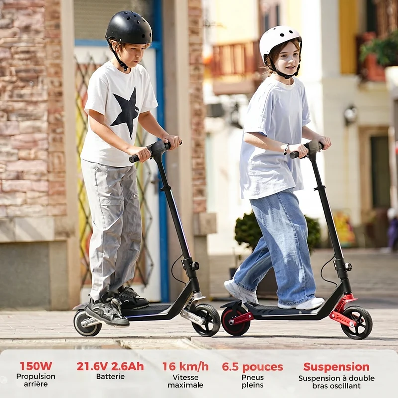 K6 Trottinette électrique pour enfants avec double suspension