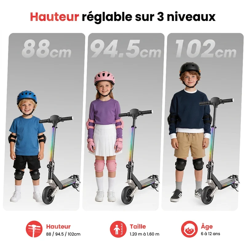 K6 Trottinette électrique pour enfants avec double suspension