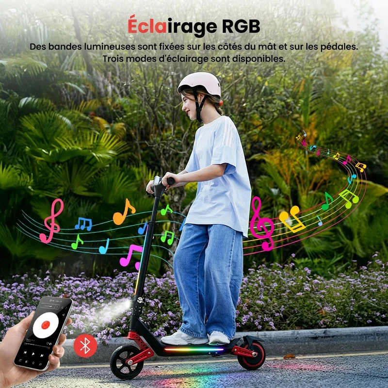 K6 Trottinette électrique pour enfants avec double suspension
