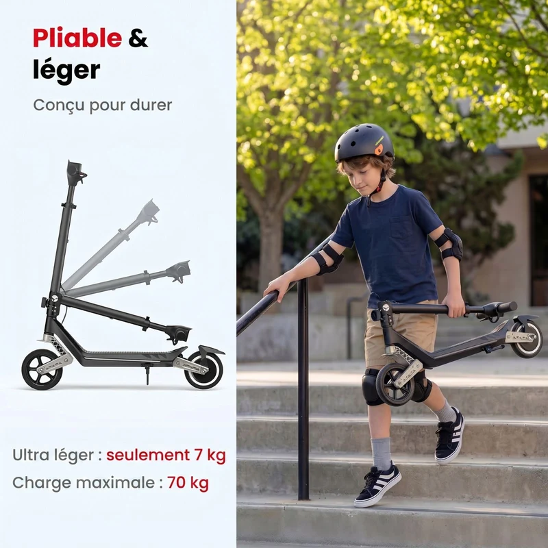 K6 Trottinette électrique pour enfants avec double suspension