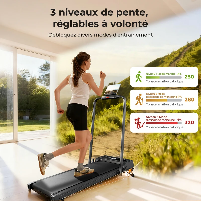 JT52 2-en-1 Tapis de course avec inclinaison