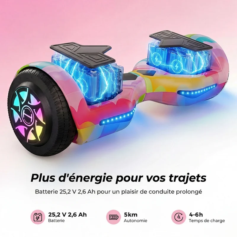 iHoverboard® H1 Hoverboard auto-équilibré à LED 6.5"