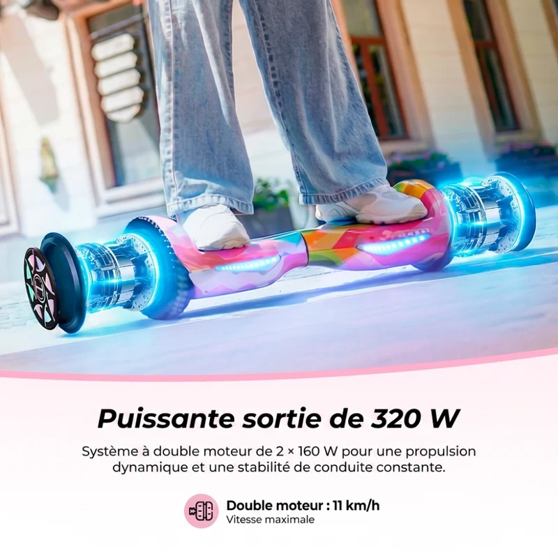 iHoverboard® H1 Hoverboard auto-équilibré à LED 6.5"
