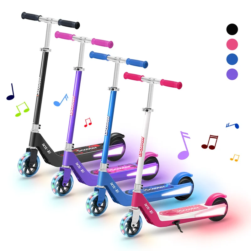 iScooter iK1S/ik3 Trottinette électrique pour enfance avec roue clignotante