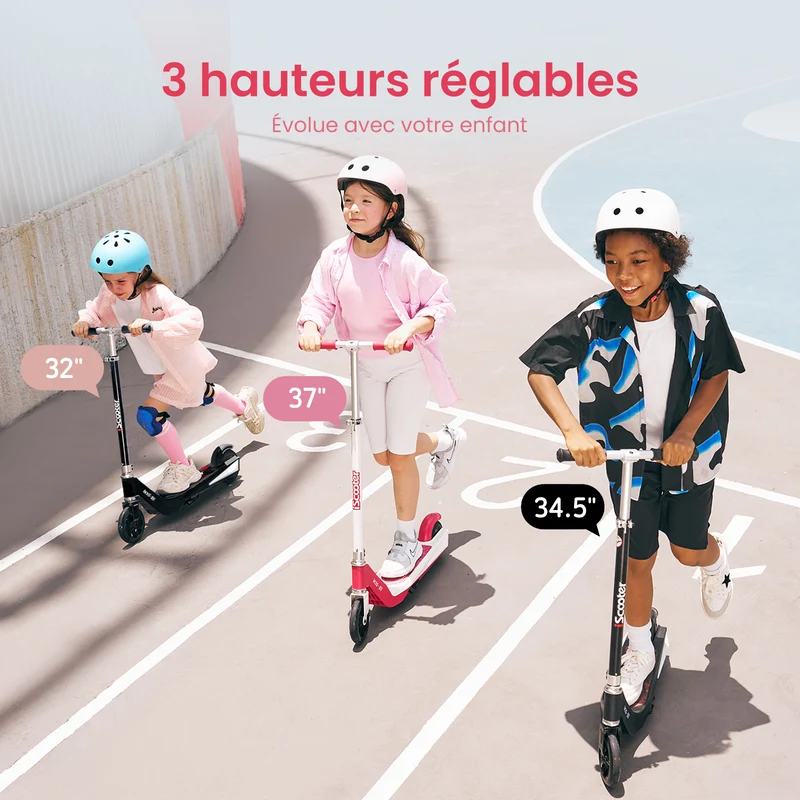 iScooter iK1S/ik3 Trottinette électrique pour enfance avec roue clignotante