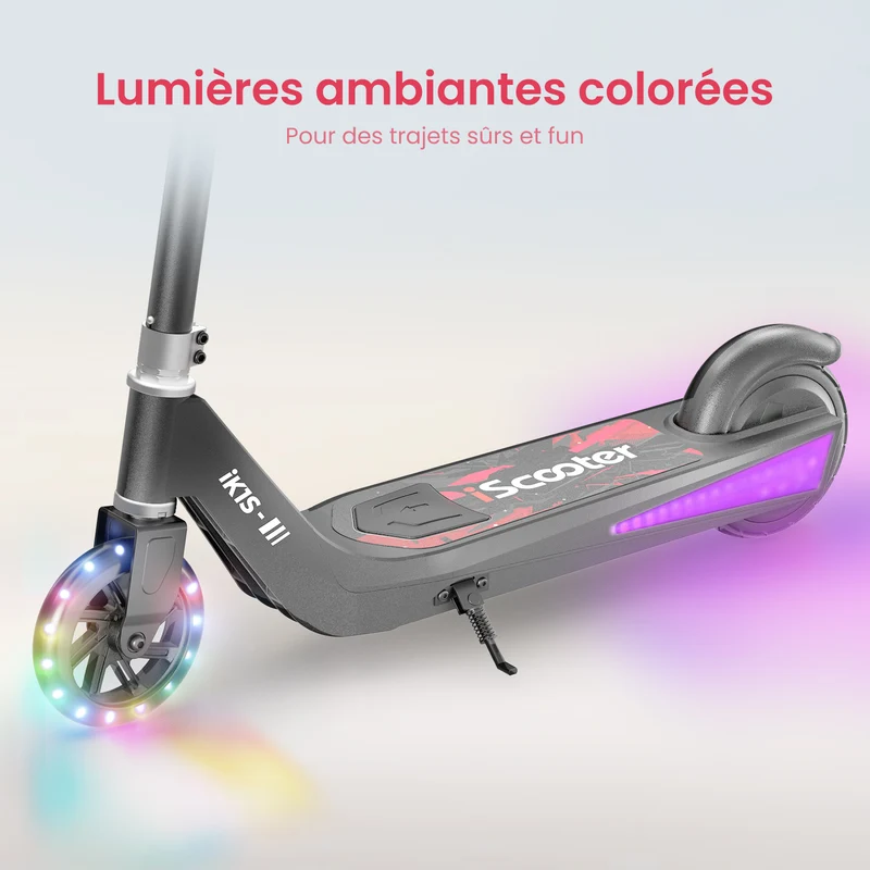 iScooter iK1S/ik3 Trottinette électrique pour enfance avec roue clignotante