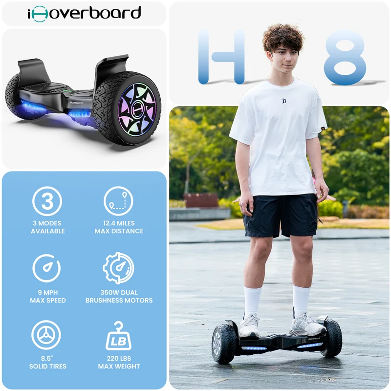iHoverboard H8/H8MAX Noir Hoverboard tout-terrain 8.5"