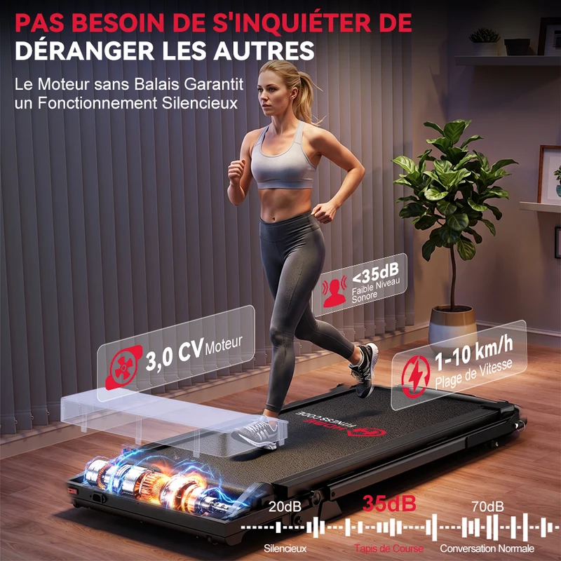 Tapis de Course Pliant Q2 Pro avec 5% Inclinaison Manuelle, Vitesse 1-10 km/h (Nouvelle Version)