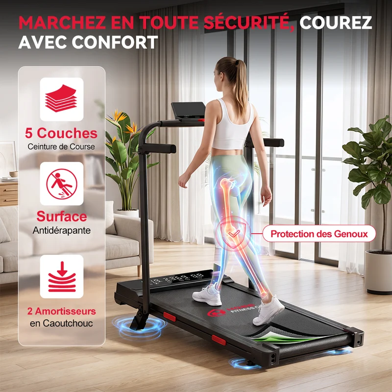 Tapis de Course Pliant Q2 Pro avec 5% Inclinaison Manuelle, Vitesse 1-10 km/h (Nouvelle Version)