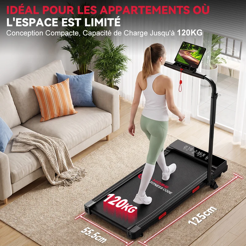 Tapis de Course Pliant Q2 Pro avec 5% Inclinaison Manuelle, Vitesse 1-10 km/h (Nouvelle Version)