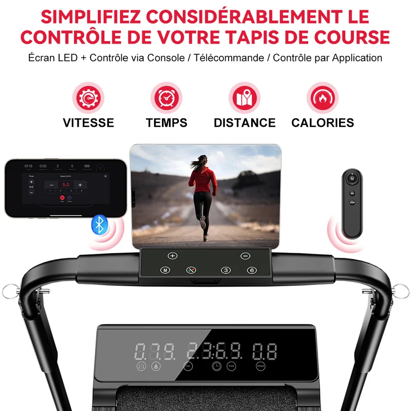 Tapis de Course Pliant Q2 Pro avec 5% Inclinaison Manuelle, Vitesse 1-10 km/h (Nouvelle Version)
