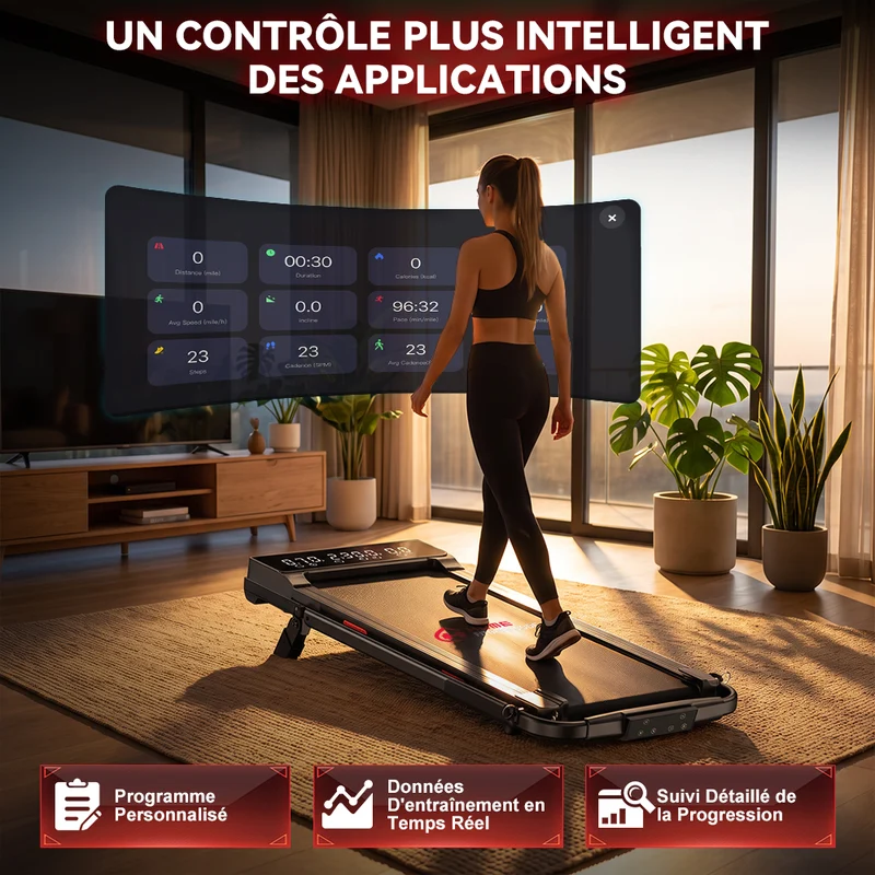 Tapis de Course Pliant Q2 Pro avec 5% Inclinaison Manuelle, Vitesse 1-10 km/h (Nouvelle Version)