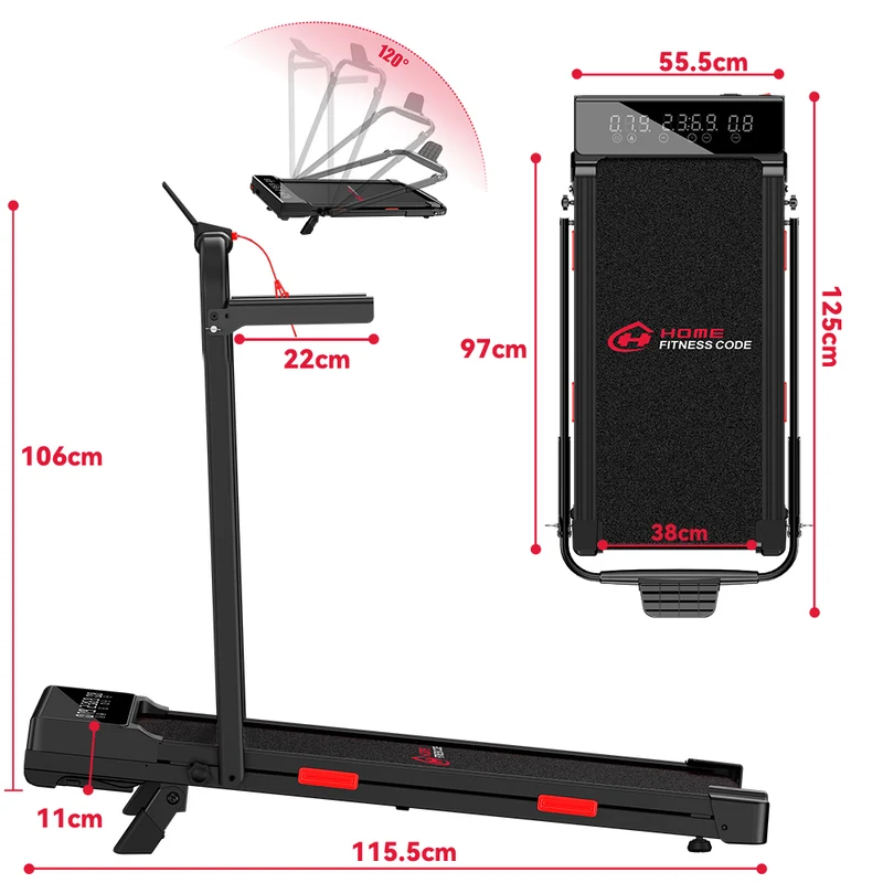 Tapis de Course Pliant Q2 Pro avec 5% Inclinaison Manuelle, Vitesse 1-10 km/h (Nouvelle Version)