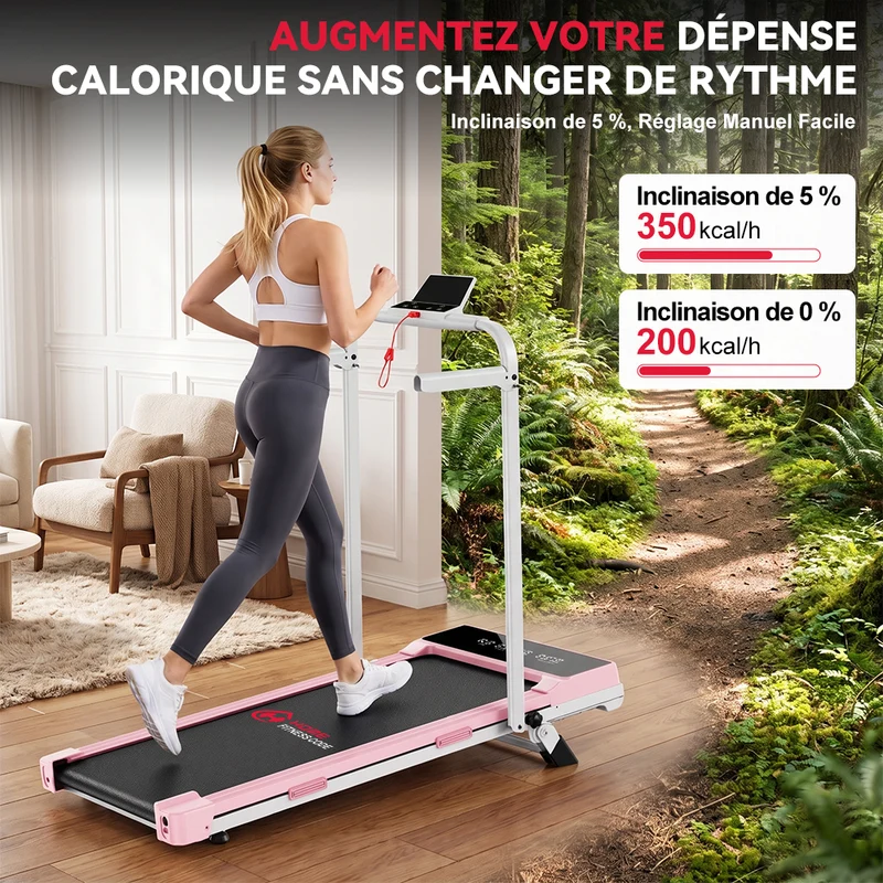 Tapis de Course Pliant Q2 Pro avec 5% Inclinaison Manuelle, Vitesse 1-10 km/h (Nouvelle Version)