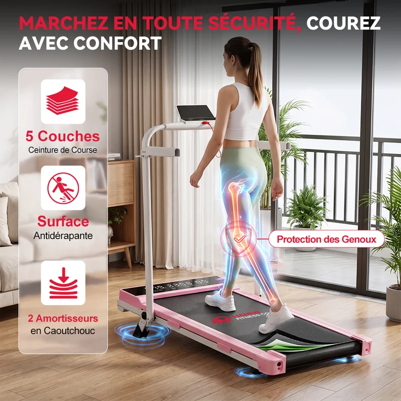 Tapis de Course Pliant Q2 Pro avec 5% Inclinaison Manuelle, Vitesse 1-10 km/h (Nouvelle Version)