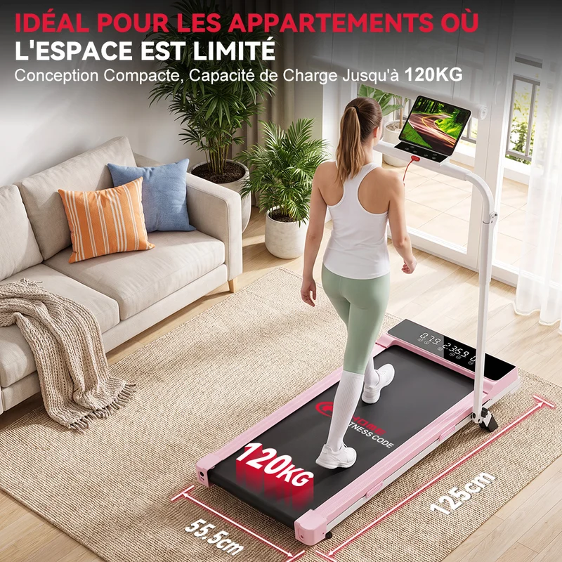 Tapis de Course Pliant Q2 Pro avec 5% Inclinaison Manuelle, Vitesse 1-10 km/h (Nouvelle Version)