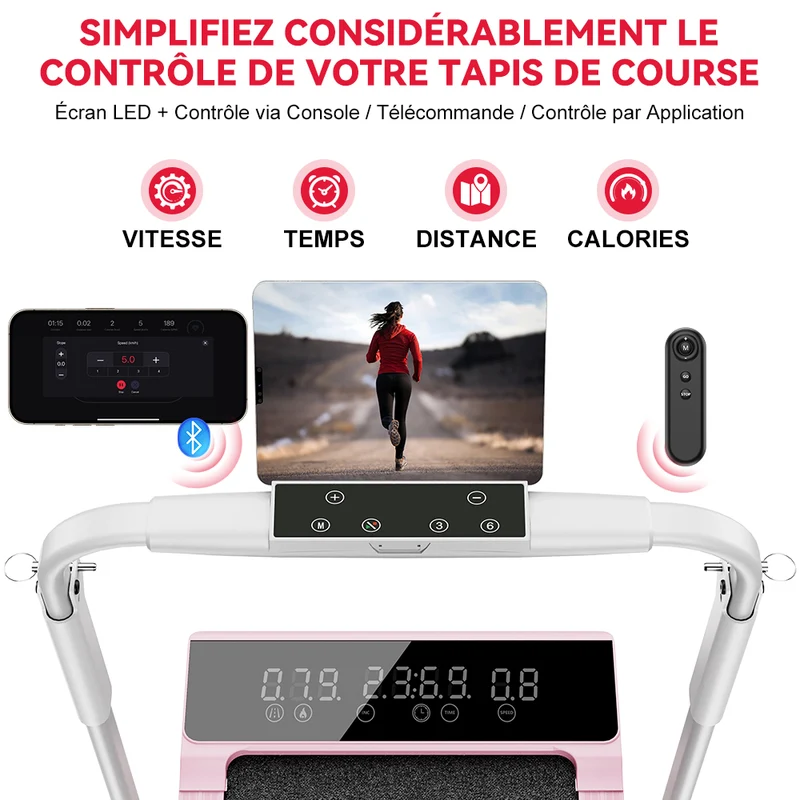 Tapis de Course Pliant Q2 Pro avec 5% Inclinaison Manuelle, Vitesse 1-10 km/h (Nouvelle Version)
