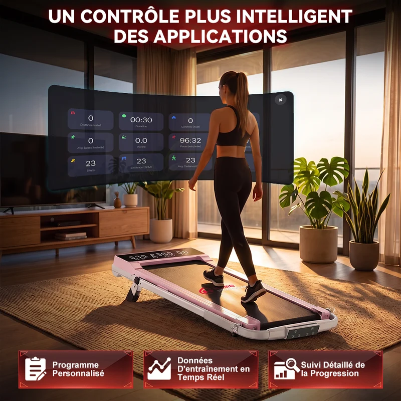 Tapis de Course Pliant Q2 Pro avec 5% Inclinaison Manuelle, Vitesse 1-10 km/h (Nouvelle Version)