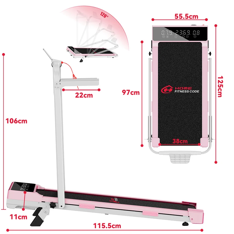 Tapis de Course Pliant Q2 Pro avec 5% Inclinaison Manuelle, Vitesse 1-10 km/h (Nouvelle Version)