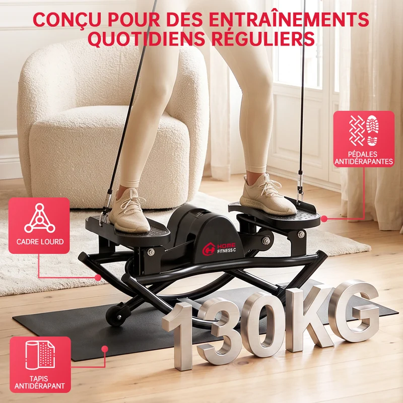 Stepper en Forme de U, avec Bandes de Résistance et Tapis Antidérapant