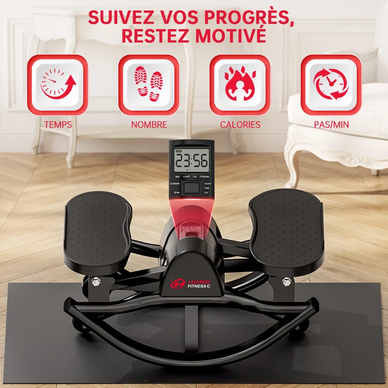 Stepper en Forme de U, avec Bandes de Résistance et Tapis Antidérapant