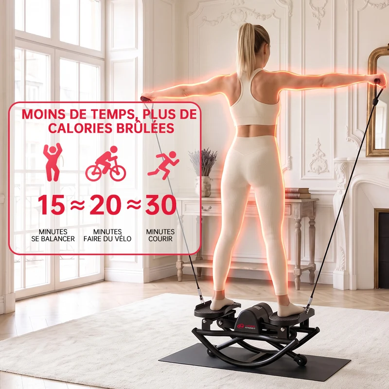 Stepper en Forme de U, avec Bandes de Résistance et Tapis Antidérapant