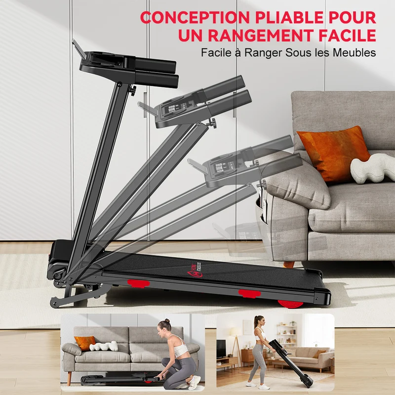 Tapis de Course Pliant Q5 avec Inclinaison, Moteur sans Balais, Vitesse 1-12KM/H