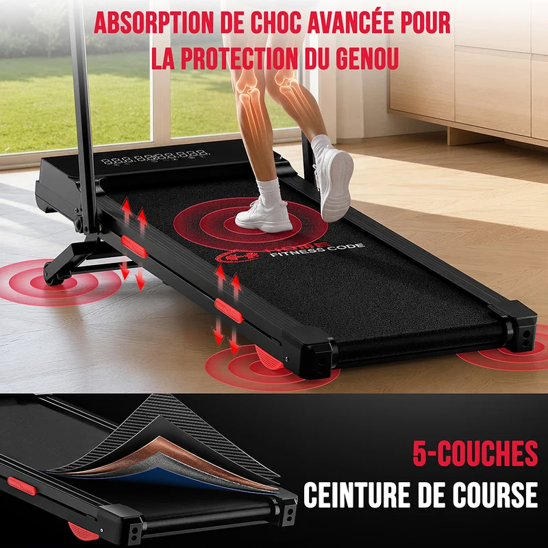 Tapis de Course Pliant Y5 avec Moteur sans Balais, 0% - 15 % Inclinaison Automatique