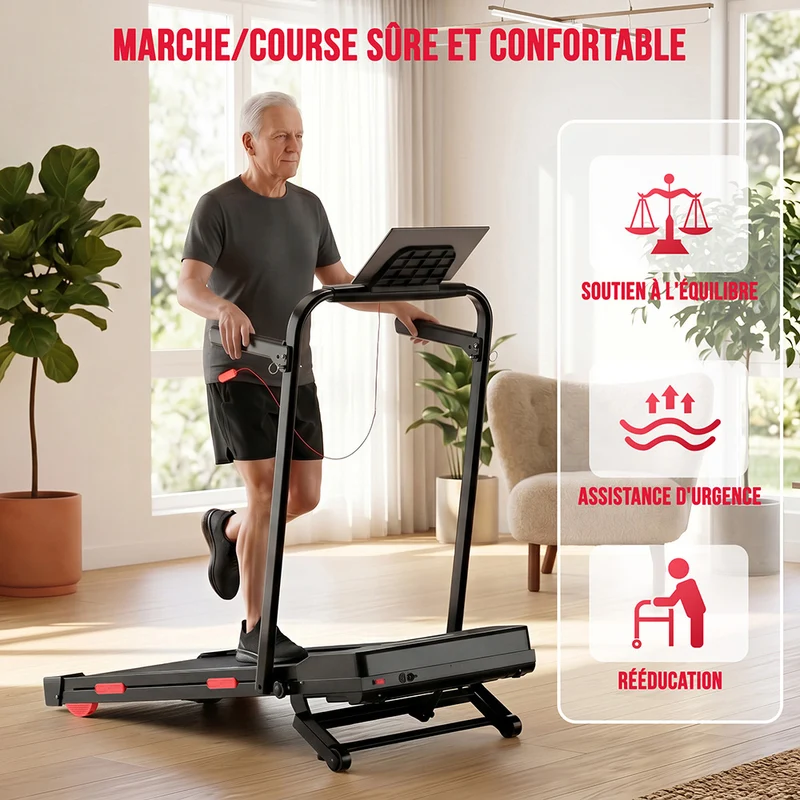 Tapis de Course Pliant Y5 avec Moteur sans Balais, 0% - 15 % Inclinaison Automatique