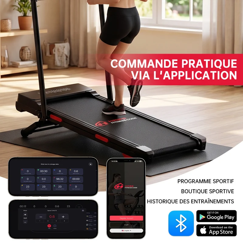 Tapis de Course Pliant Y5 avec Moteur sans Balais, 0% - 15 % Inclinaison Automatique