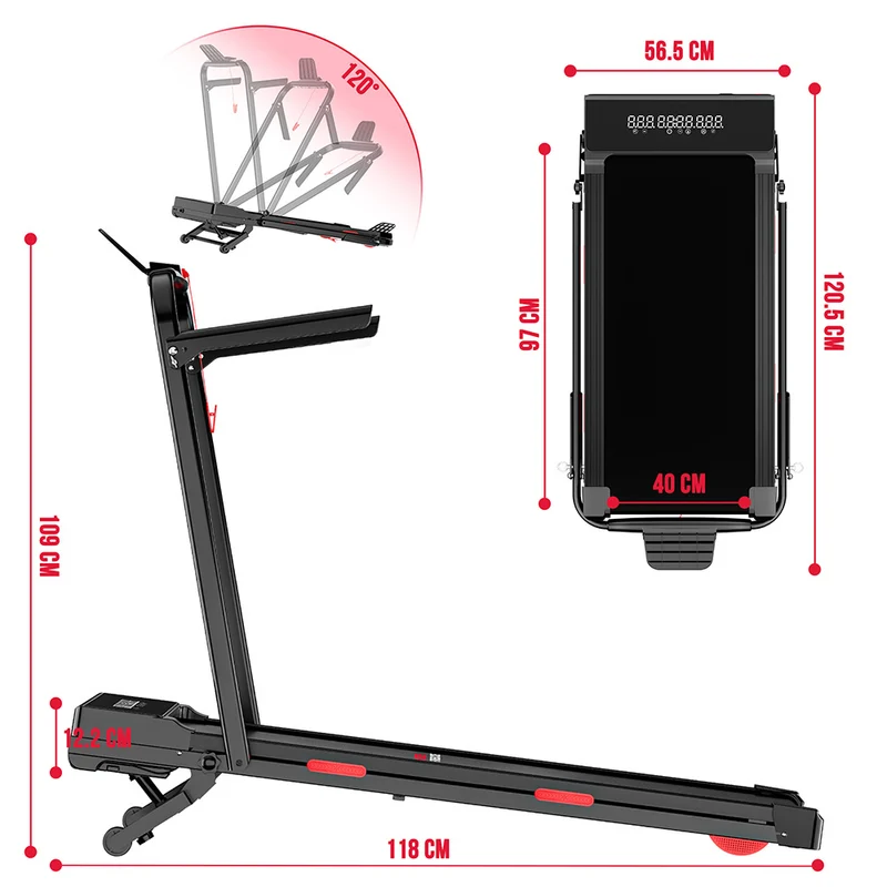 Tapis de Course Pliant Y5 avec Moteur sans Balais, 0% - 15 % Inclinaison Automatique