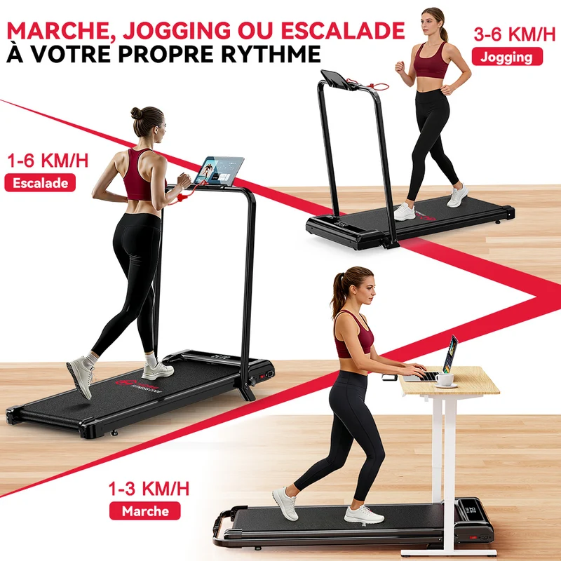 Tapis de Course Pliant Z3 avec Moteur Sans Balais, Vitesse 1-6 km/h, 5% Inclinaison Manuelle