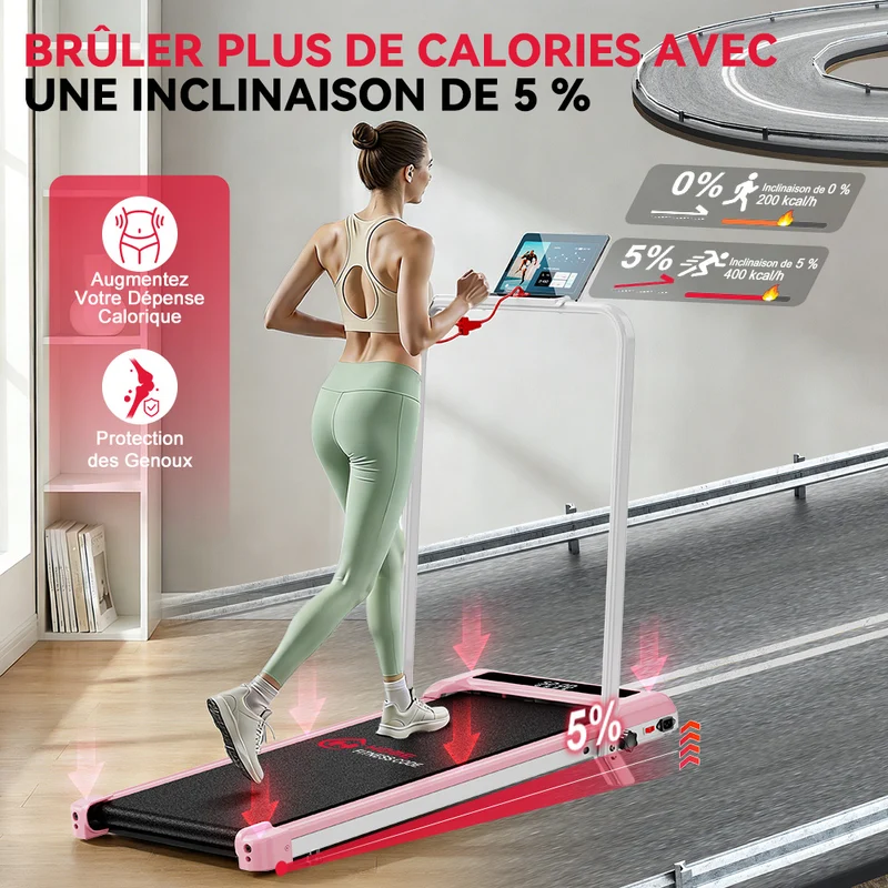 Tapis de Course Pliant Z3 avec Moteur Sans Balais, Vitesse 1-6 km/h, 5% Inclinaison Manuelle