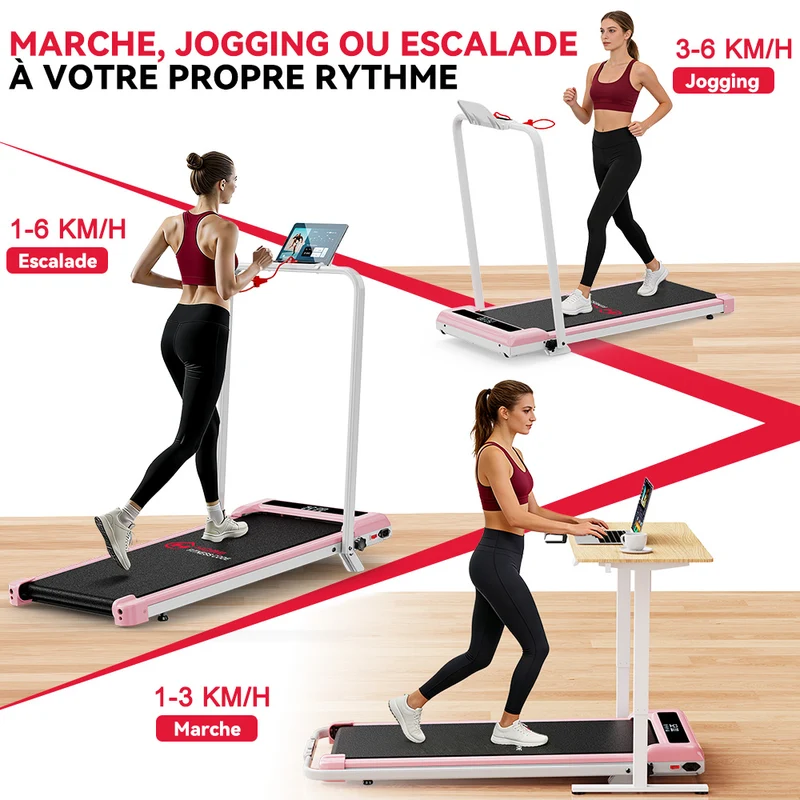 Tapis de Course Pliant Z3 avec Moteur Sans Balais, Vitesse 1-6 km/h, 5% Inclinaison Manuelle