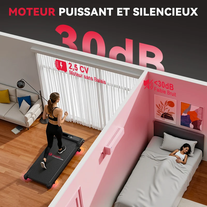 Tapis de Course Z3 avec Moteur Sans Balais, Vitesse 1-6 km/h, 5% Inclinaison Manuelle