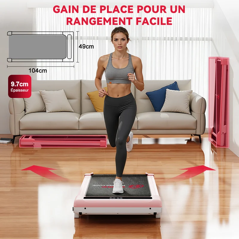 Tapis de Course Z3 avec Moteur Sans Balais, Vitesse 1-6 km/h, 5% Inclinaison Manuelle