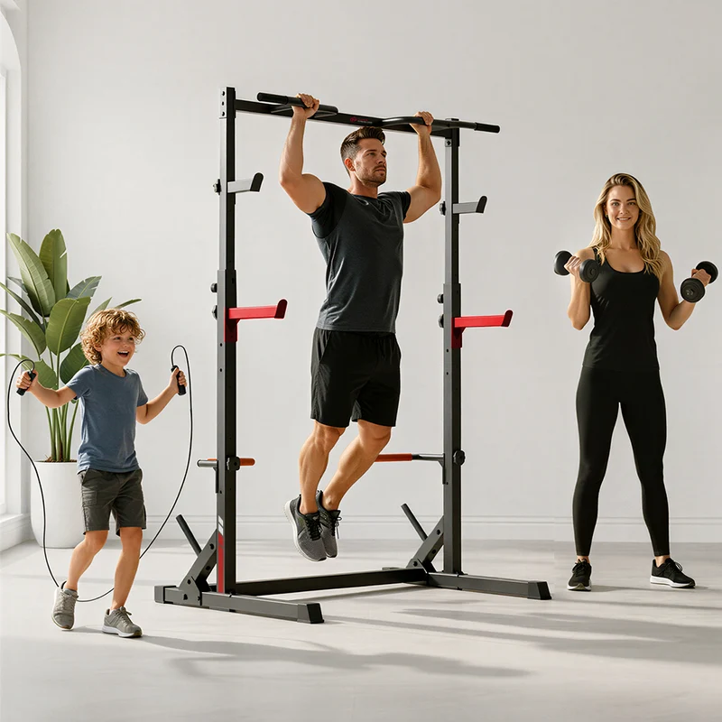 Squat Demi-Rack avec Barre de Traction