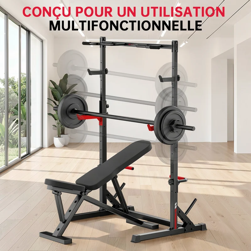 Squat Demi-Rack avec Barre de Traction